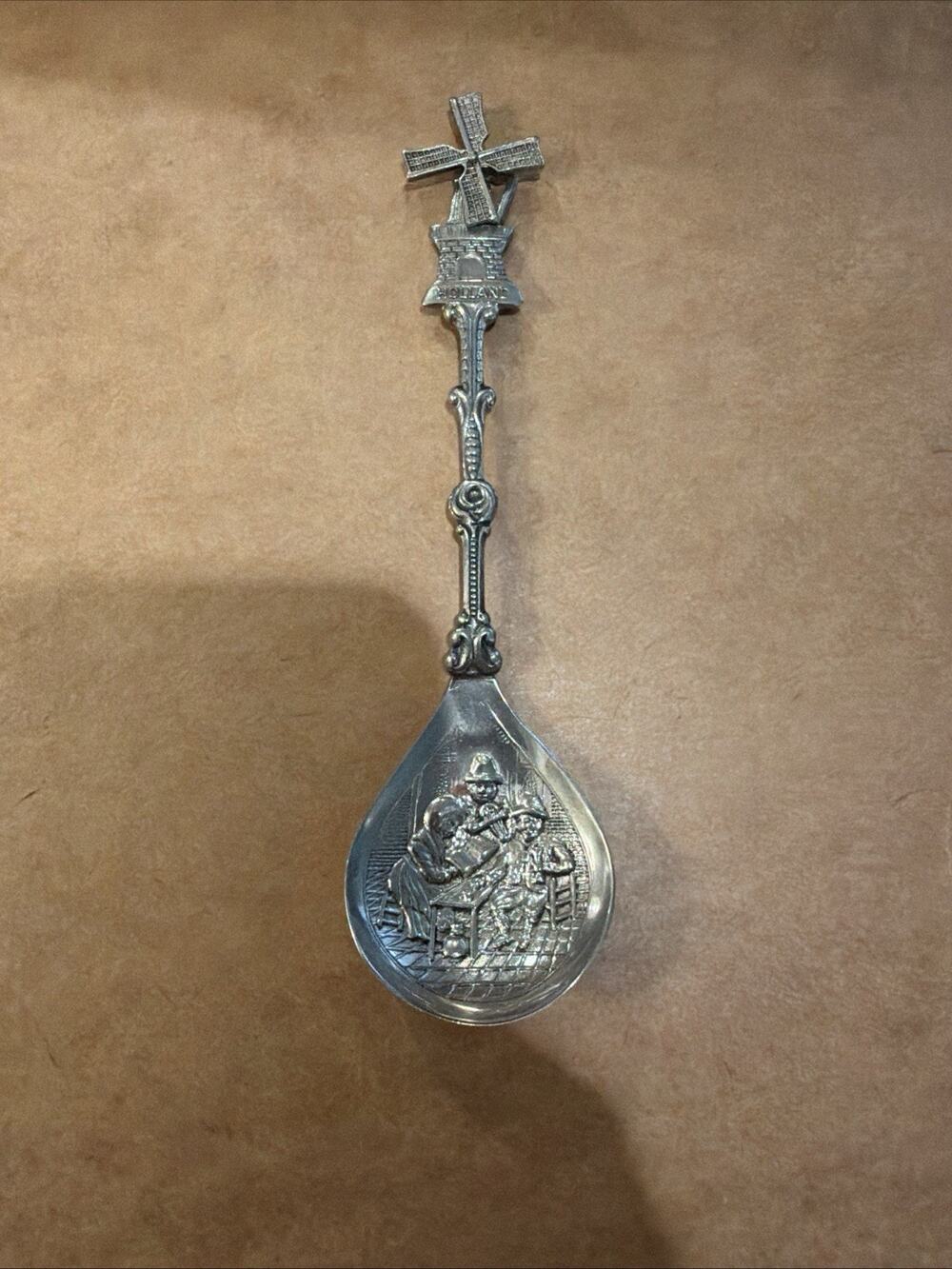 Souvenir Dutch Moving Windmill Spoon Stamped 90 on Back